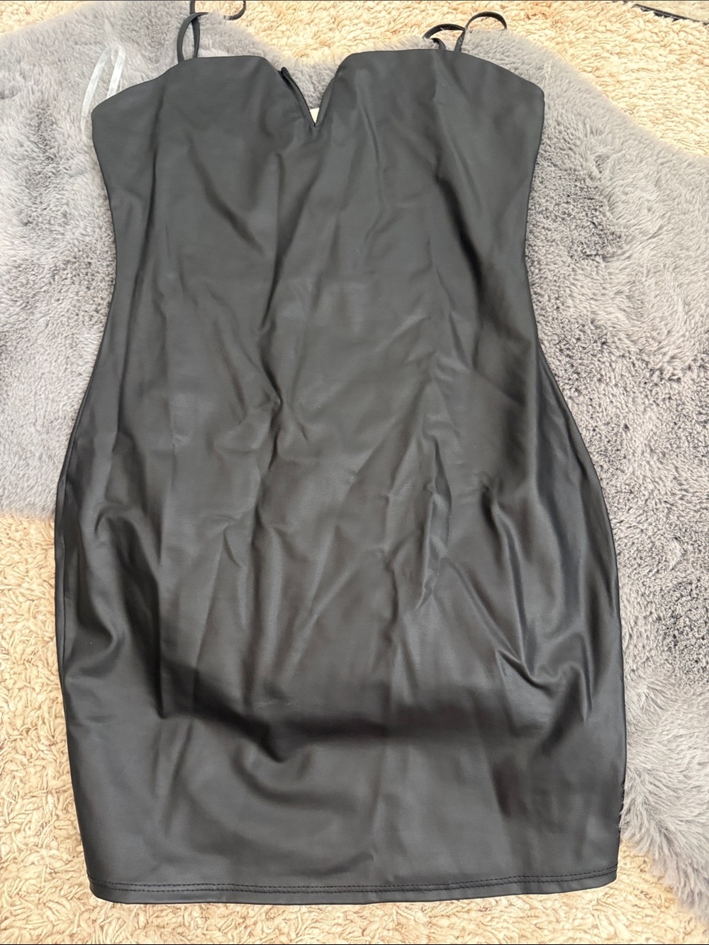 Black Faux Leather Bodycon Mini Dress